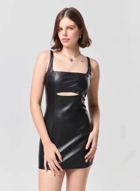 vestido tubinho poliuretano preto vestido tubinho poliuretano preto