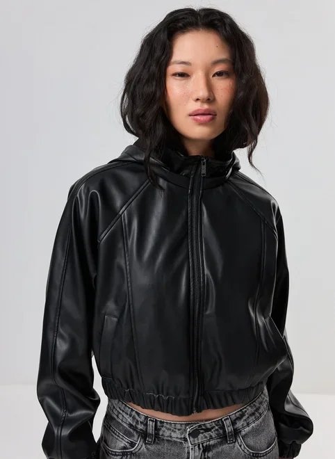 jaqueta preta poliuretano bomber jaqueta preta poliuretano bomber