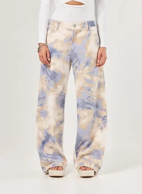 calça jeans tie dye wide leg calça jeans tie dye wide leg