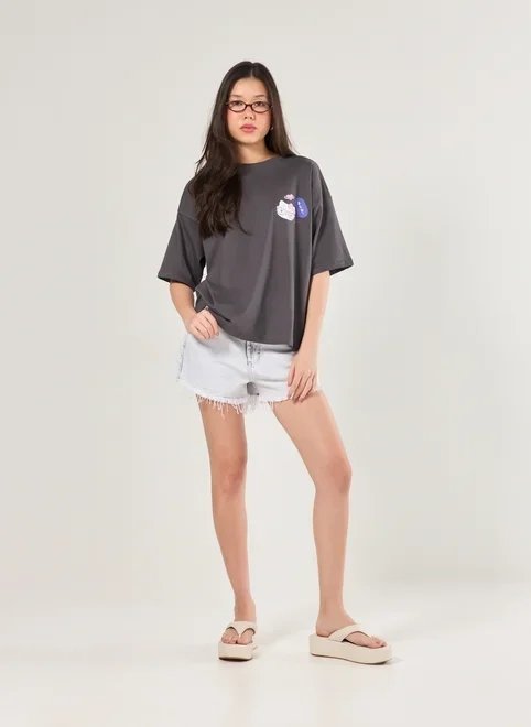 camiseta box preto lavado hello kitty camiseta box preto lavado hello kitty