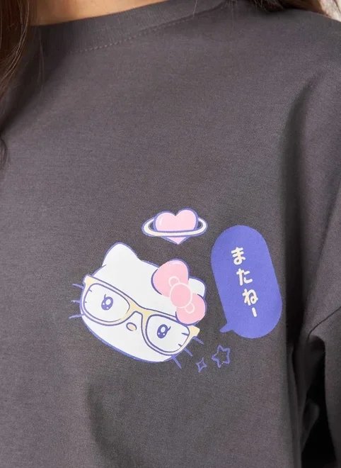 camiseta box preto lavado hello kitty camiseta box preto lavado hello kitty