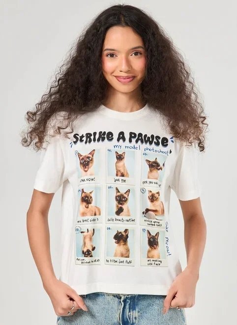 camiseta off-white polaroids gatinhos camiseta off-white polaroids gatinhos