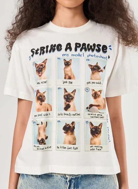 camiseta off-white polaroids gatinhos camiseta off-white polaroids gatinhos