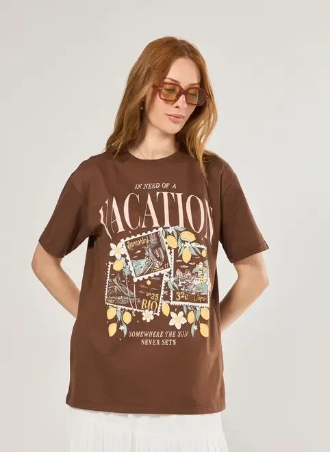 camiseta oversized marrom selos camiseta oversized marrom selos