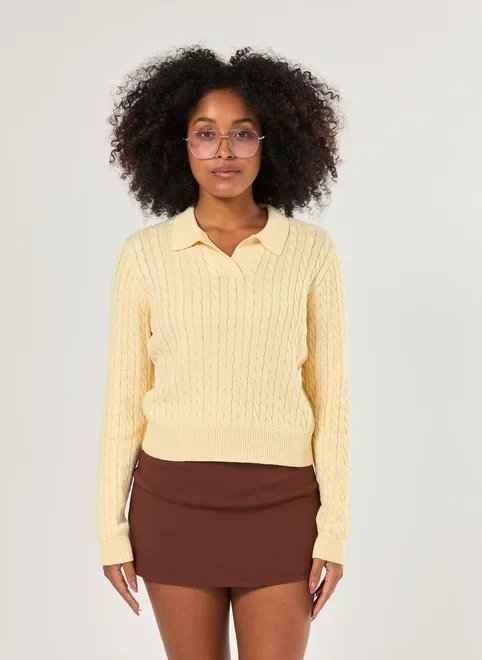 blusa manga longa polo tricô blusa manga longa polo tricô