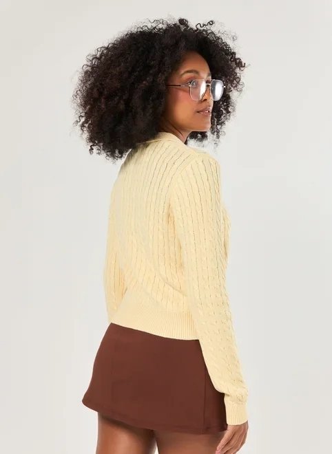 blusa manga longa polo tricô blusa manga longa polo tricô