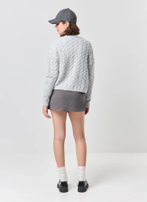 cardigan tricô cinza tranças cardigan tricô cinza tranças