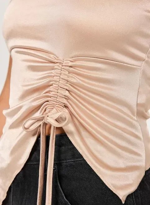 blusa franzida sem manga poliamida cintilante blusa franzida sem manga poliamida cintilante