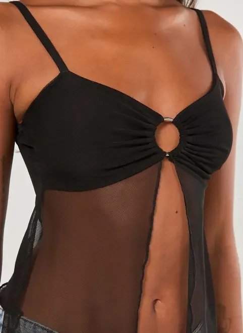 regata preta tule transparência regata preta tule transparência