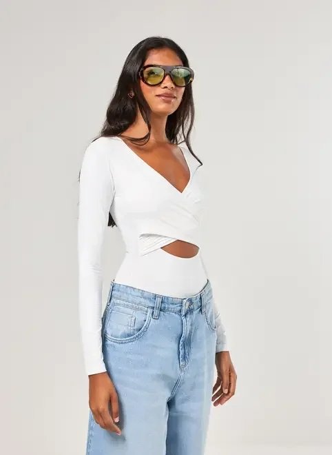 body poliamida manga longa transpassado body poliamida manga longa transpassado