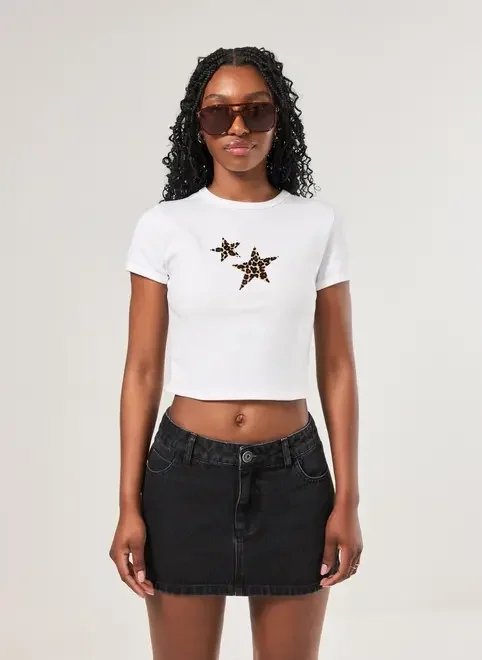 mini tee off-white estrela oncinha mini tee off-white estrela oncinha
