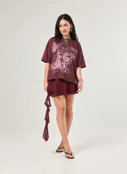 saia bordô com babados e ponta saia bordô com babados e ponta