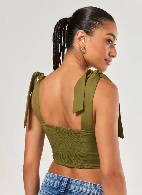 cropped corselet alfaiatado laços cropped corselet alfaiatado laços