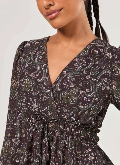 blusa manga longa chiffon paisley blusa manga longa chiffon paisley