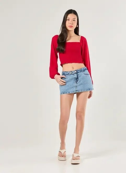 blusa manga longa lastex vermelha blusa manga longa lastex vermelha