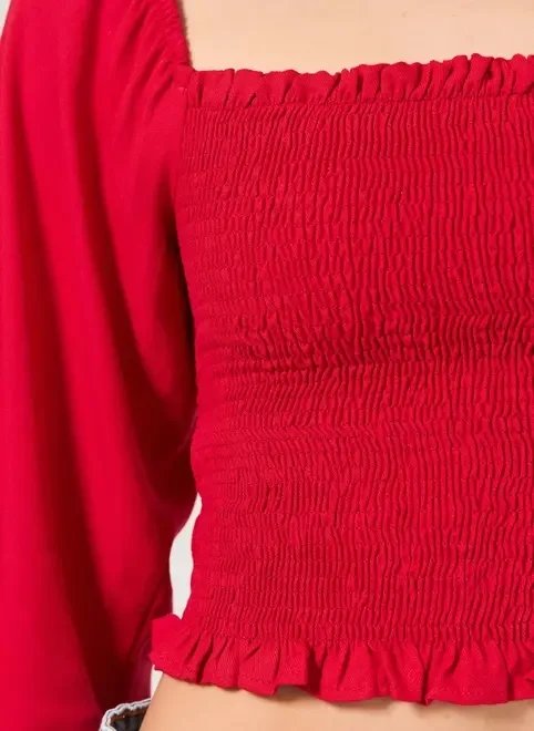 blusa manga longa lastex vermelha blusa manga longa lastex vermelha