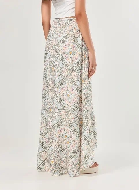 saia midi off-white estampa mística saia midi off-white estampa mística