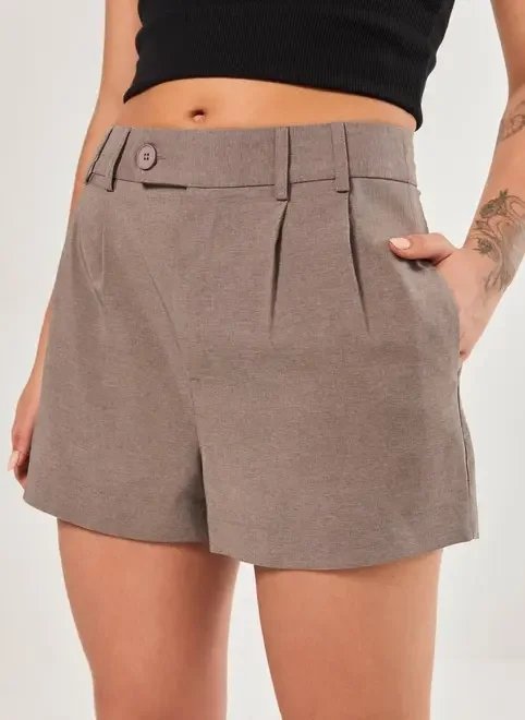 short alfaiataria cós deslocado short alfaiataria cós deslocado