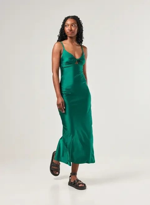 vestido midi poliamida verde cintilante recorte vestido midi poliamida verde cintilante recorte