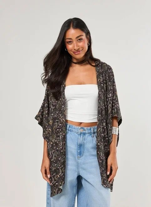 kimono preto estampa paisley kimono preto estampa paisley