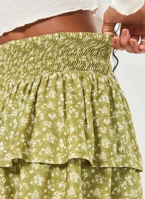 saia curta repolho verde florido saia curta repolho verde florido