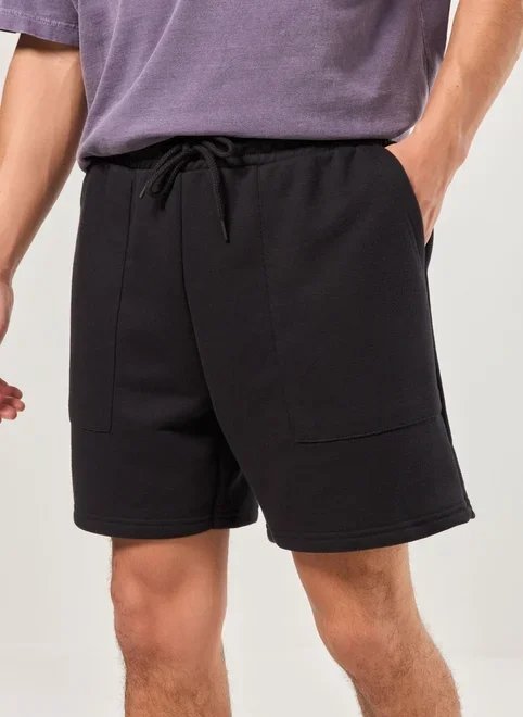 bermuda moletinho preta costuras marcantes bermuda moletinho preta costuras marcantes