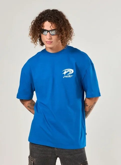 camiseta oversized azul malhão relevo camiseta oversized azul malhão relevo