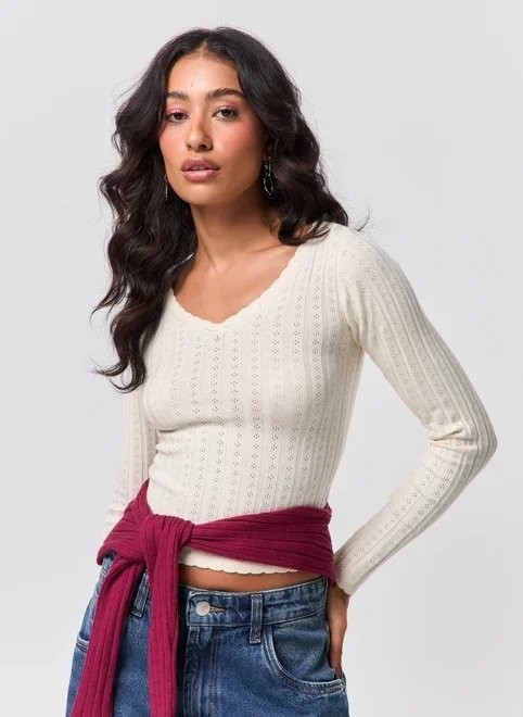 blusa manga longa retilínea decote v blusa manga longa retilínea decote v