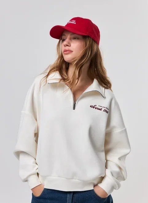 moletom half zíper off‑white about me moletom half zíper off‑white about me