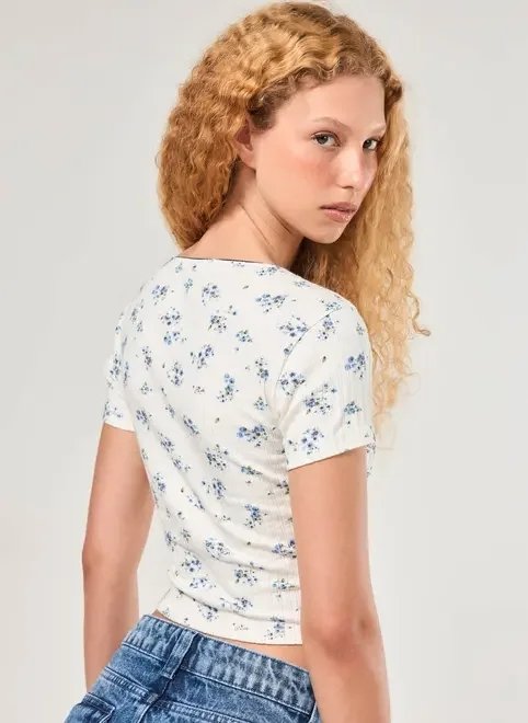 blusa canelada estampa florida blusa canelada estampa florida