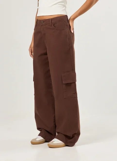 calça wide leg cintura média cargo calça wide leg cintura média cargo