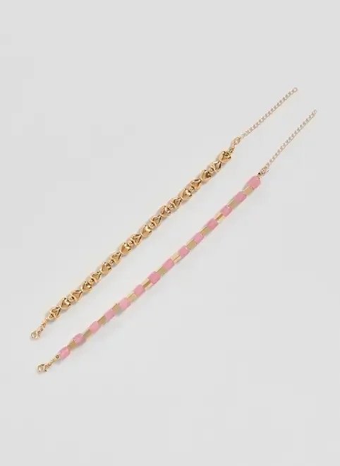 conjunto 2 pulseiras dourado e rosa conjunto 2 pulseiras dourado e rosa