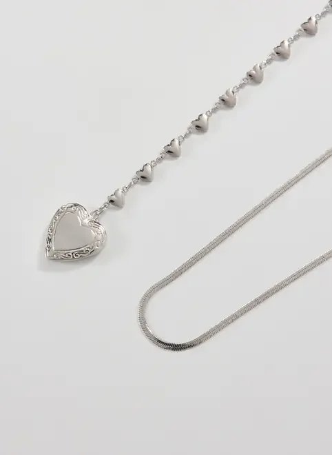 conjunto 2 colares prateados relicário conjunto 2 colares prateados relicário