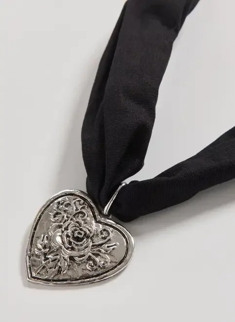 colar de tecido pingente coração colar de tecido pingente coração