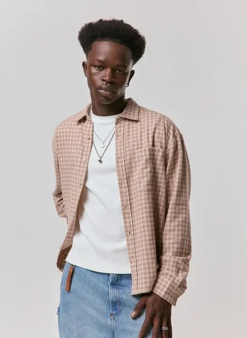camisa box flanela marrom claro camisa box flanela marrom claro