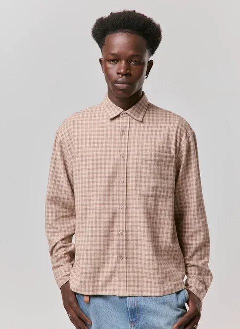 camisa box flanela marrom claro camisa box flanela marrom claro