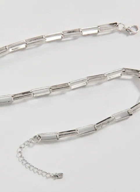 colar corrente prateada elos colar corrente prateada elos