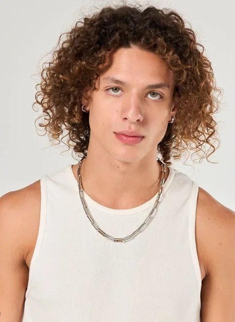 colar corrente prateada elos colar corrente prateada elos