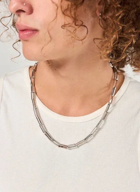 colar corrente prateada elos colar corrente prateada elos