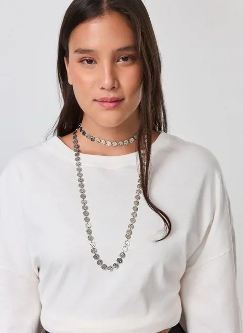 colar alongado bolinhas martelado colar alongado bolinhas martelado