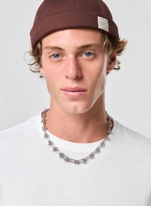 colar corrente prateada nós colar corrente prateada nós