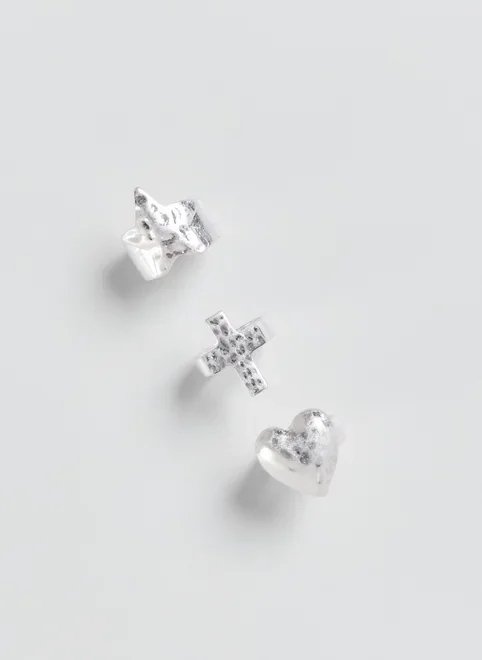 conjunto 3 anéis prateados coração cruz conjunto 3 anéis prateados coração cruz