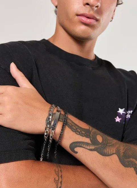 conjunto 3 pulseiras de corrente conjunto 3 pulseiras de corrente