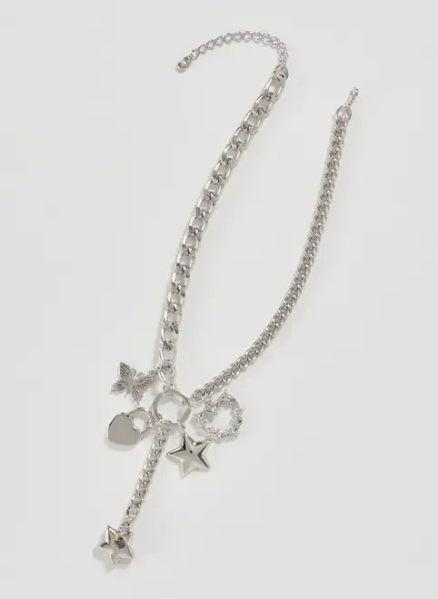 colar prateado corrente charms colar prateado corrente charms