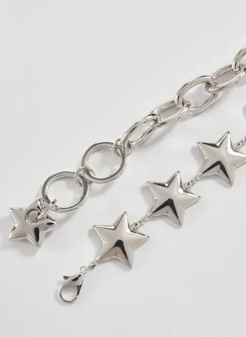 conjunto 2 pulseiras estrelas prateadas conjunto 2 pulseiras estrelas prateadas