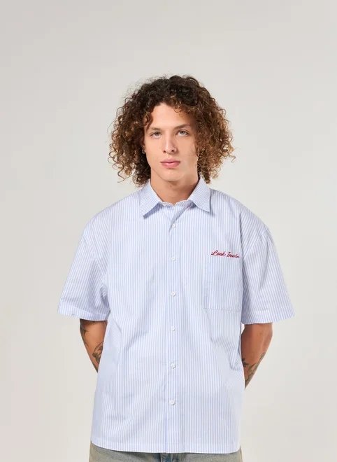 camisa box listrada bordado bolso camisa box listrada bordado bolso