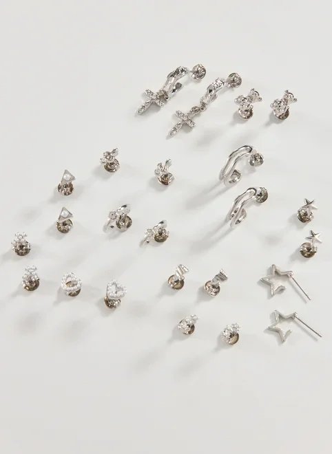 conjunto 12 brincos prateados conjunto 12 brincos prateados