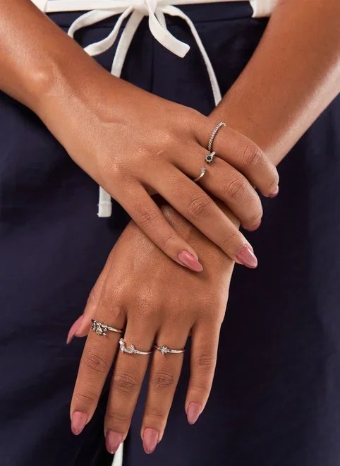 conjunto 5 anéis prateados pedras coloridas conjunto 5 anéis prateados pedras coloridas