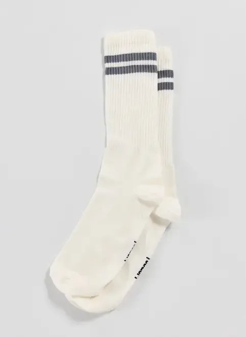 meia off-white com listras cinzas meia off-white com listras cinzas