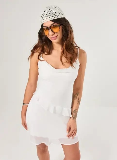 vestido curto chiffon assimétrico vestido curto chiffon assimétrico